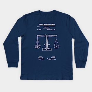 Scales of Justice Patent White Kids Long Sleeve T-Shirt